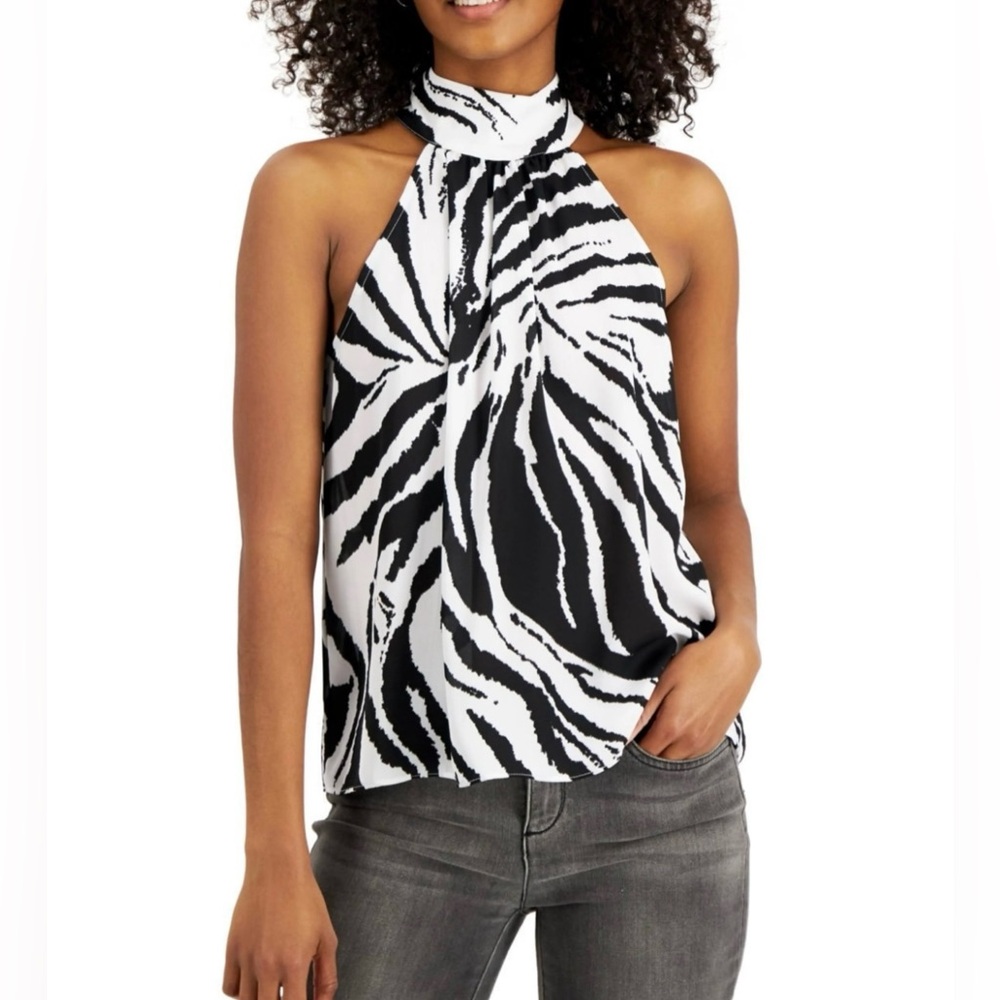 Inc International Concepts Printed Sleeveless Mock-Neck Top